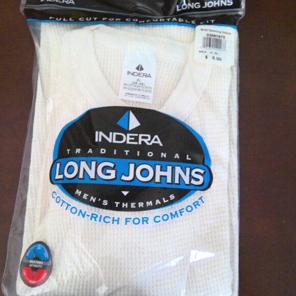 Indera Men's Traditional Long Johns Top & Bottom XL - Picture 2 of 6
